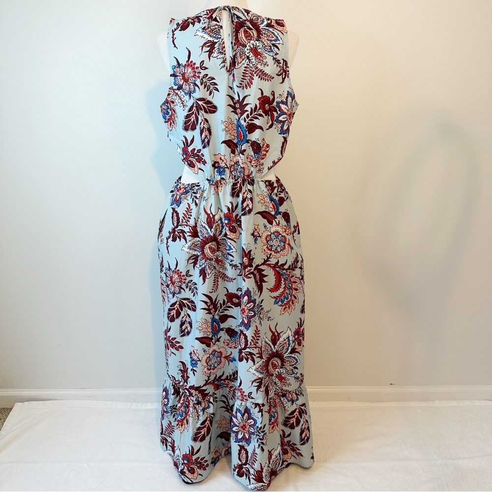 NWT RHODE Target Cut Out Midi Dress Floral Paisley Island Blue Pockets, Large - Picture 4 of 16